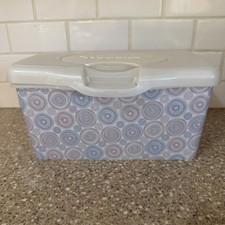 Huggies EMPTY Baby Wipes Blue Green Geometric Circles Dispenser Container