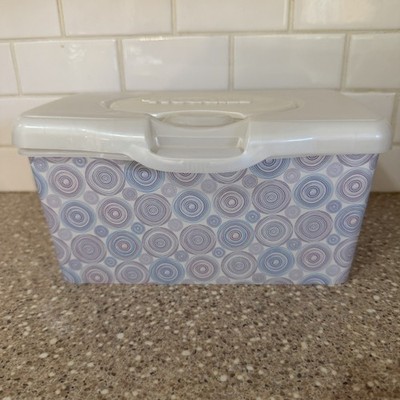 Huggies EMPTY Baby Wipes Blue Green Geometric Circles Dispenser Container