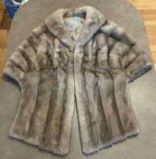 Vtg Genuine Lt. Gray Mink Stole/Wrap/Bolero Cape Satin Lining-No Sz See Details