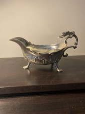 Vintage CORBELL & CO. Gravy - Sauce Boat - SILVER PLATE eagle head handle