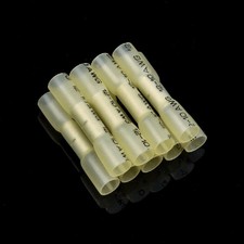 100Pcs Wire Butt Crimp Connector Heat Shrink Yellow 12-10 Gauge Terminal Radio