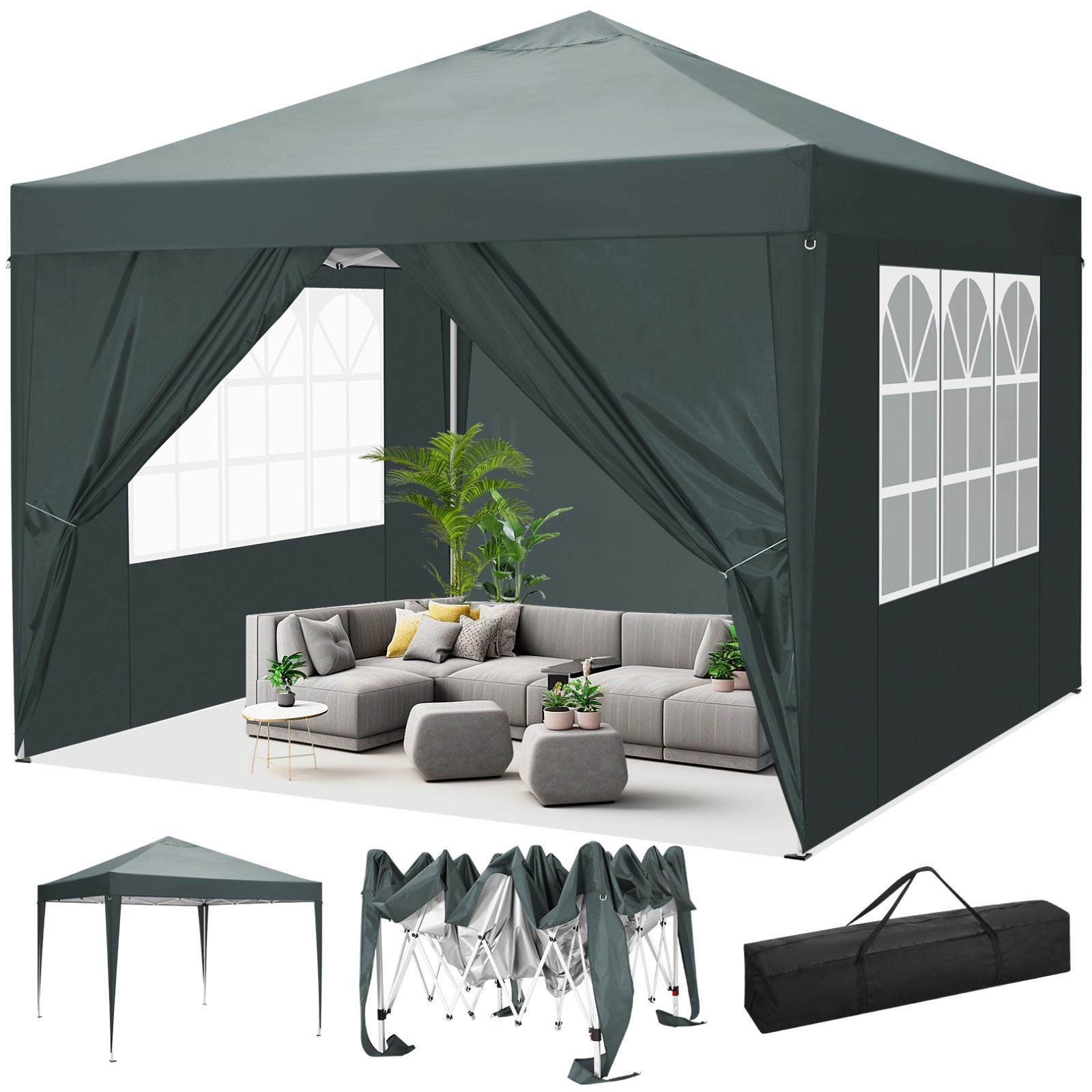 Tent With 4 Removable Sidewalls Waterproof Commercial