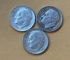 Lot of (3) Three Roosevelt Dimes - 90% Silver - All 3 are 1964 P - Very Nice