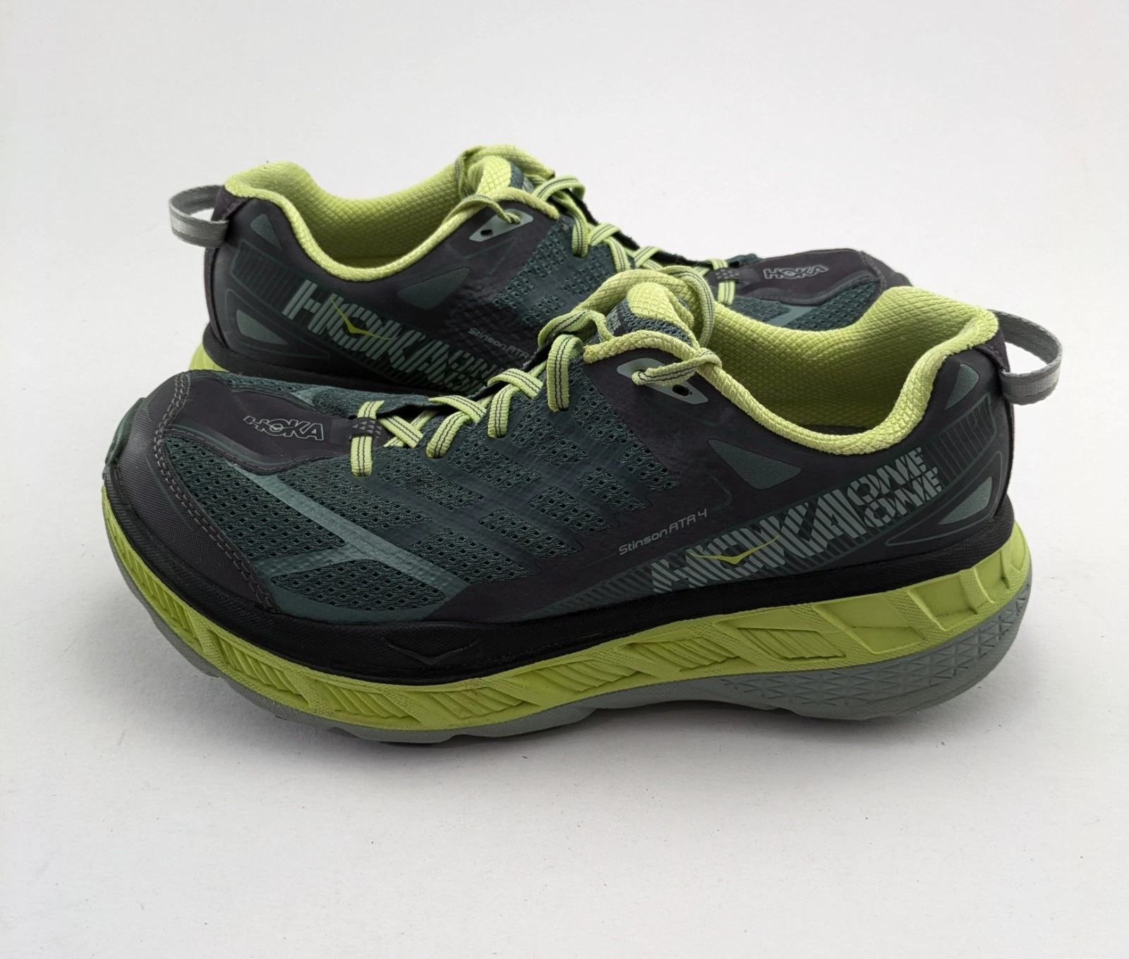 Mens Hoka One One Stinson ATR 4 Green Trail Running Shoes 1016788 NISP Size 9.5
Opens in a new windo