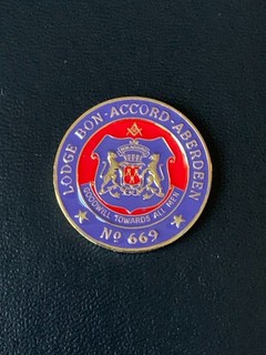 Lodge Bon Accord 669 Golden Jubilee Scottish Masonic Enamel Token Coin Penny