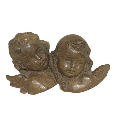 Vintage Baroque Italian Hand Carved Wood Cherub Putti Wall Hanging Art Decor