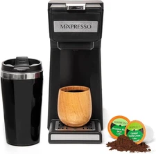 Mixpresso Coffee Maker Single Serve For Ground & Compatible With Black 