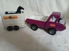 1970's Tonka Pressed Steel Purple Mini Pickup Truck And Horse Trailer W Horse.