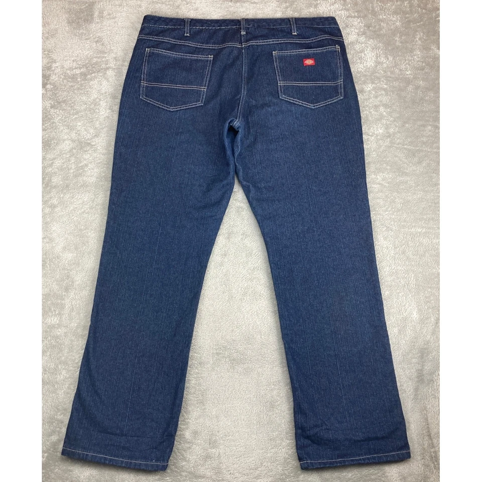 Dickies 法兰绒内衬牛仔裤女式 18R 码直筒蓝色棉 — 第 2/4 张图片