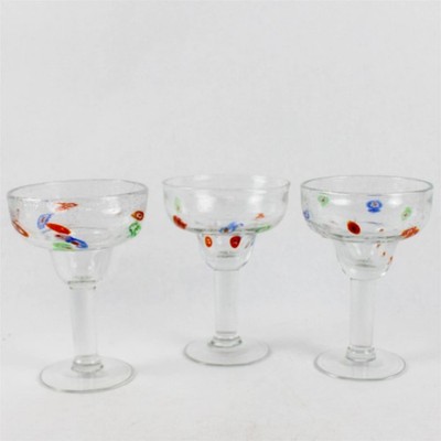 Set Aus 3 Crate And Barrel Zazz Millefiori Margarita Gläsern 7 Zoll
