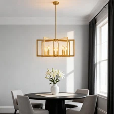 Gold 27'' Pendant 8 Light Vintage Geometric Ceiling Chandelier Kitchen Fixture