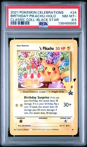 Birthday Pikachu Holo 24 Celebrations Classic Collection Pokemon PSA 8.5 *865