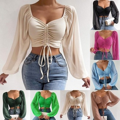 Frauen Tops Tops Aprikose Dunkelgrün Hellblau Kaffee Polyester Schwarz