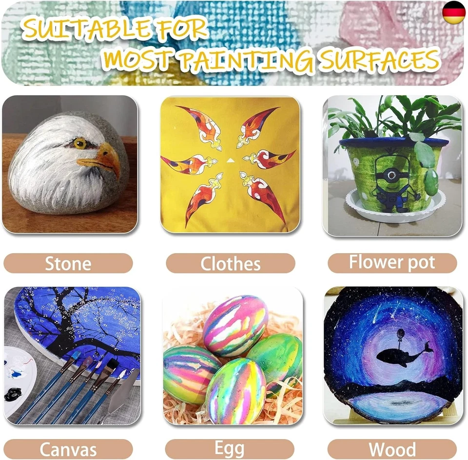 Artecho Acrylfarben Set 24x59 ml, Acrylic Paint Set, Wasserfest und Lichtecht, - Bild 2 von 4