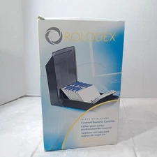 NEW Rolodex 67262 Covered business Card File black storage case lid & 200 cards