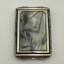 Vintage Girey Powder & Lipstick Compact 1930s Kamra-Pak Grey Green