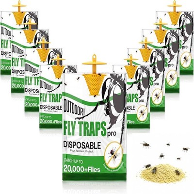 Elasound Fly Traps Outdoor 8 Pack -Water Activated Hanging Fly Traps
