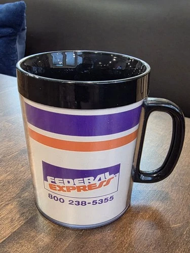 Vintage Federal Express FEDEX Thermoserv Mug Black