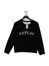Replay Men's Jumper M Black Viscose with Polyester, Polyamide Pullover