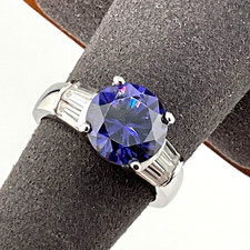 Vintage Sterling Silver Ring Lab Created roun...