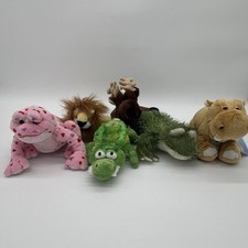 Lot of 6 Plush Animals – Webkinz & Ganz – Frogs, Lion, Moose, Alligators, Hippo