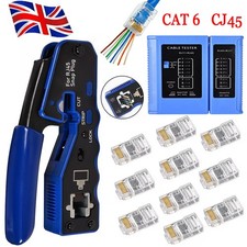 CAT7/6/5/5E Network Cable Tool RJ45 Crimper Ethernet LAN Kit Crimping Set Blue