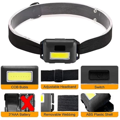 MARKENLOS LED Stirnlampe Kopflampe Mini Joggen Fahrrad Laufen Sport Kopf Stirn Lampe 3Modi