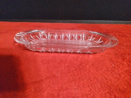 VINTAGE CLEAR ORNATE Pressed GLASS Stick BUTTER DISH BOTTOM - Picture 6 of 8
