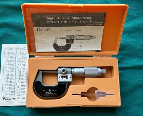 Mitutoyo 193-211 Rolling Digital Outside Micrometer, 0-1" Range, .0001"