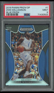Zion Williamson PSA 9 MINT 2019-20 Panini Prizm Draft Blue Prizms RC #1
