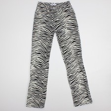 Zara Pants Womens 4 Zebra Print Denim Pants Cotton Buttonfly High Rise Straight