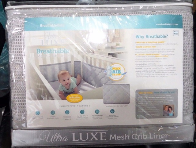 white mesh crib bumper