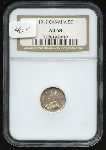 1917 Canada Five Cent - NGC AU58