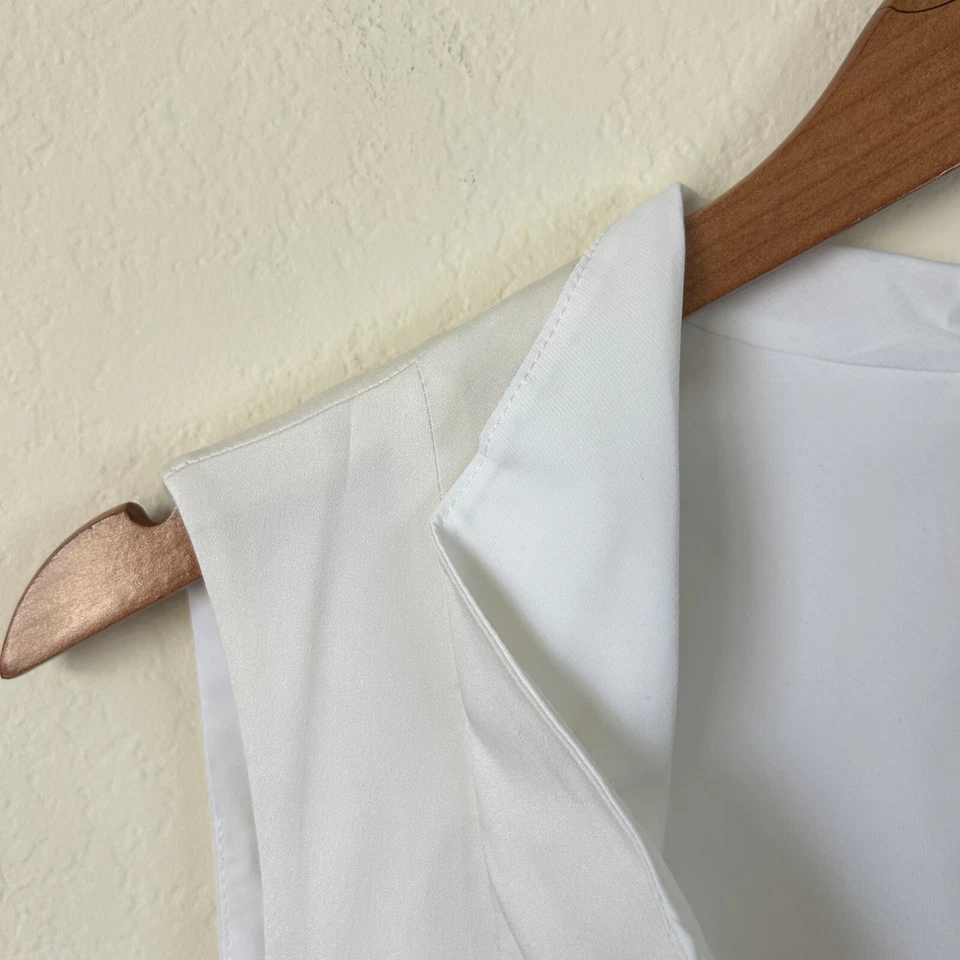 Antonio Melani Dress Womens 12 White Navy Vanya Ruffle Silk Career Sheath - Image 4 of 4