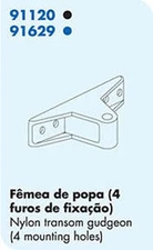 NAUTOS 91629 - LASER PART -PLASTIC RUDDER GUDGEON -BLUE -NYLON -4 MOUNTING HOLES