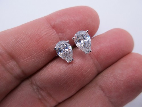 2 kt IGI-zertifiziert Birnenform E VS1 im Labor gezüchteter Diamant Ohrstecker 14 kt Gold - Bild 5 von 13