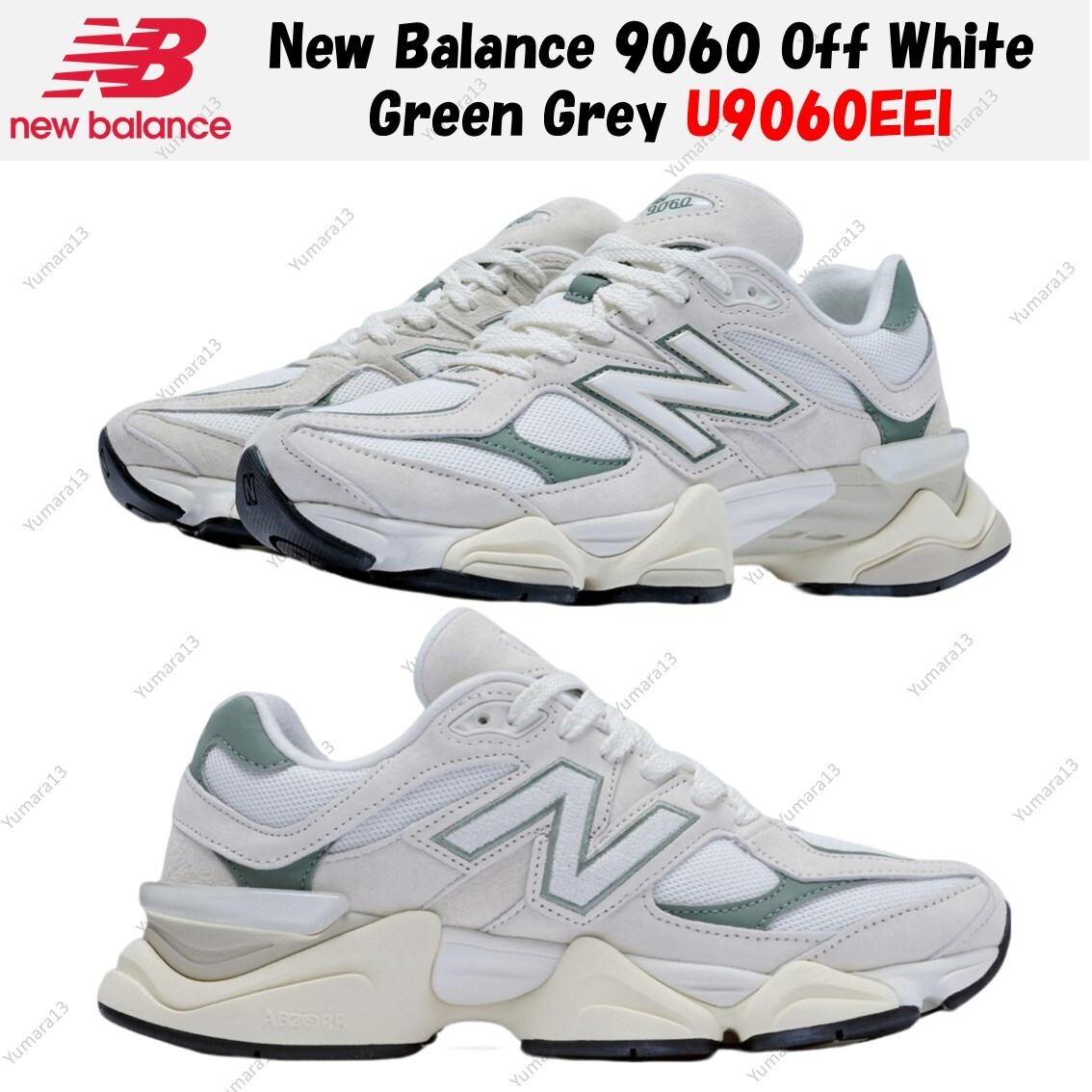 New Balance U9060EEI Off White/Green 23㎝ New Balance 9060 