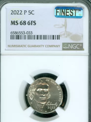 2022 P JEFFERSON NICKEL NGC MS68 6FS PQ MAC FINEST GRADE & MAC SPOTLESS .