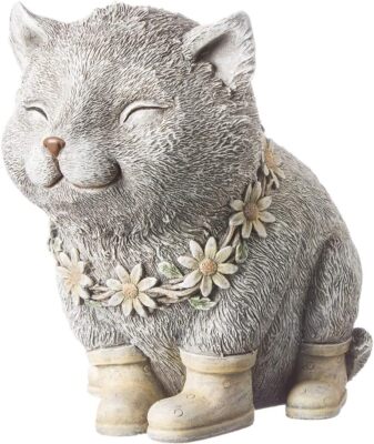 Roman, Inc. Cat in Rain Boots Statue, 7.75H, Pudgy Pals Collection, Resin