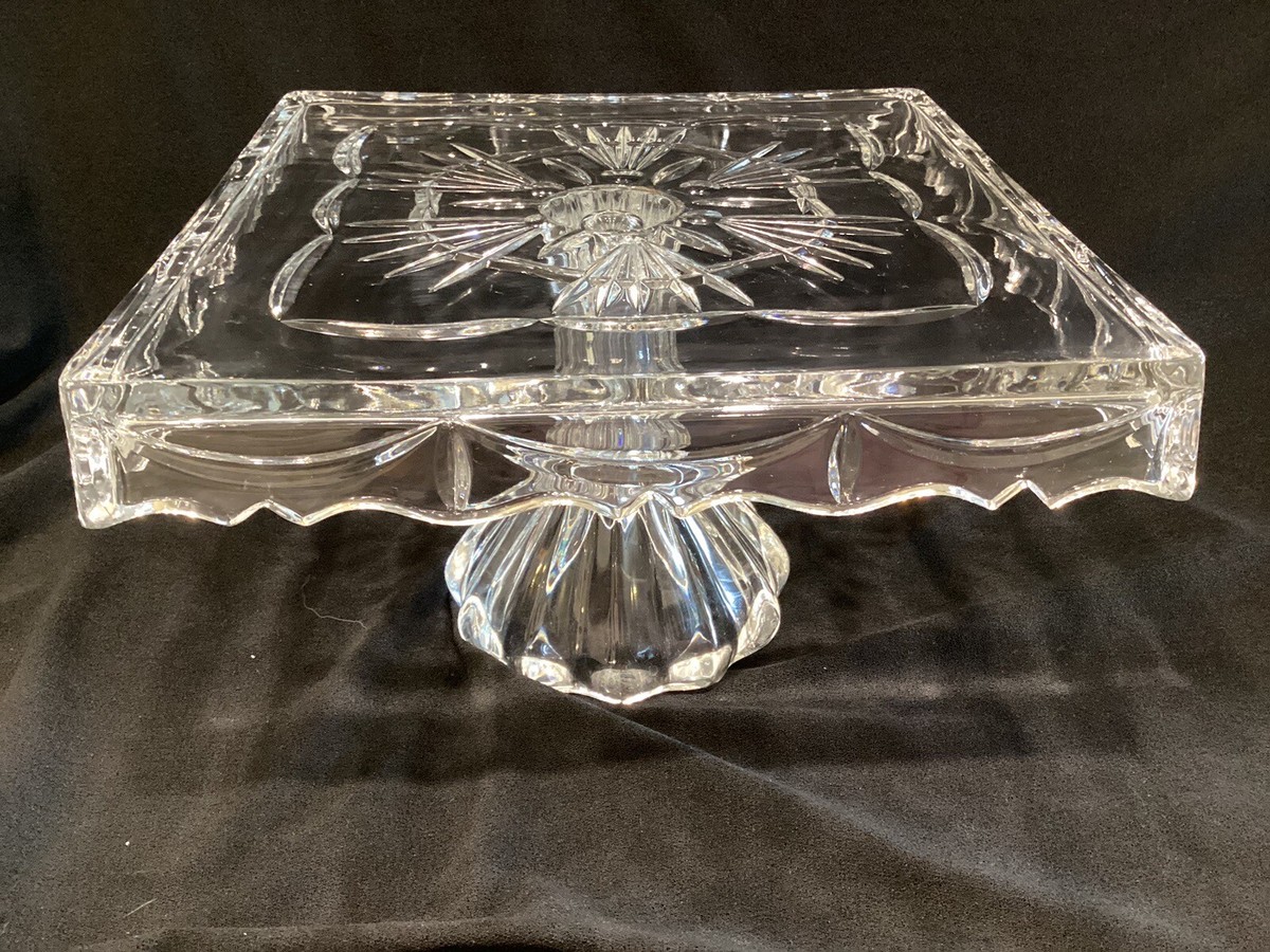 Shannon Godinger Lead Crystal 10 Inch Square Pedestal Cake Stand - Main Image
