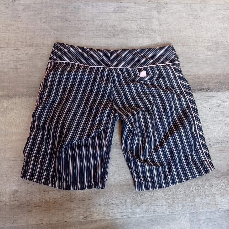 Ezekiel Women Juniors Size 7 Black Pink Striped Bermuda Shorts With Pockets - Image 2 of 4