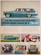 1958 Print Ad Plymouth Station Wagon Five Big Reasons Family Trip