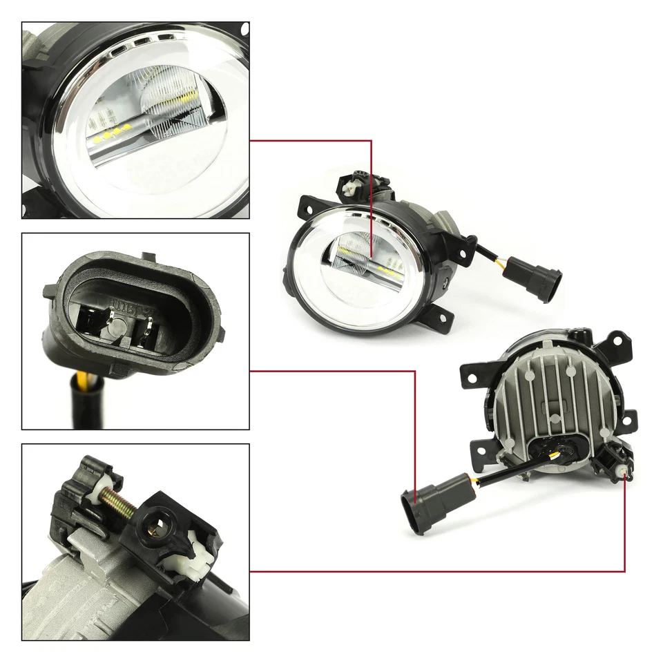 Front Bumper LED Fog Light Lamp LH&RH Pair For 2014-2020 Infiniti Q50 QX60 QX80 - Image 4 of 4