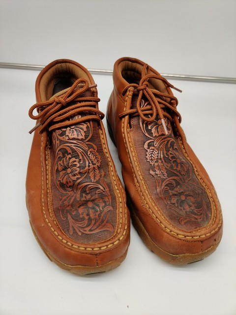 Twisted X Men's 11 MDM0061 Driving Mocs Chukka Boot Tan/tooled Flowers Leather for sale online