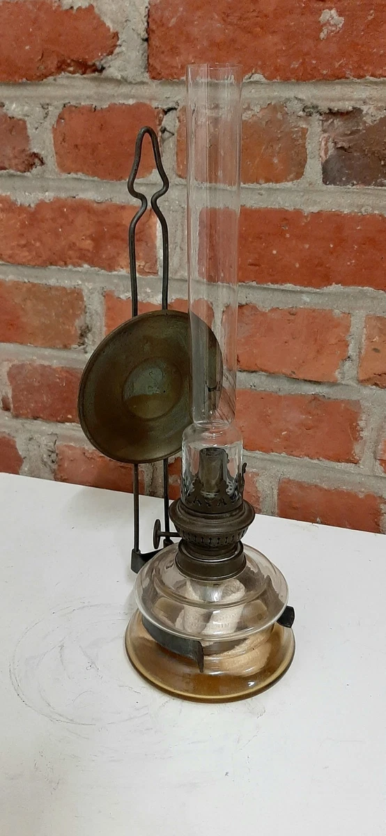 BELLE LAMPE A PETROLE ART NOUVEAU Bol avec BELLES ROSES émaillées VERRE