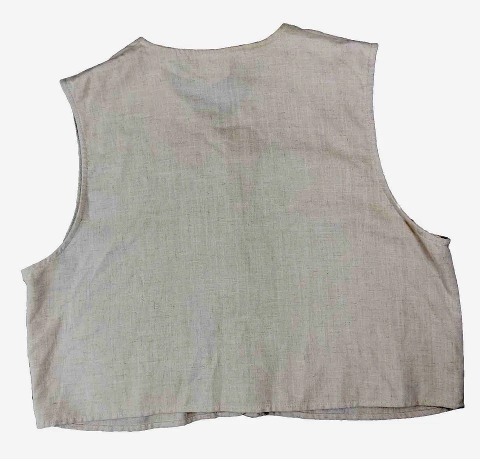 Chaleco estilo Avon vintage para mujer 1X bolsillos marfil 4 botones sin mangas hecho en EE. UU. Foto 2 de 4