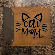 CAT MOM Leather Wallet Bifold Premium Quality NEW