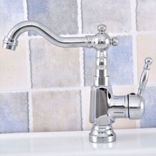 Polished Chrome Bathroom Kitchen Bar Vessel Sink Swivel Faucet Mixer Tap ssf635