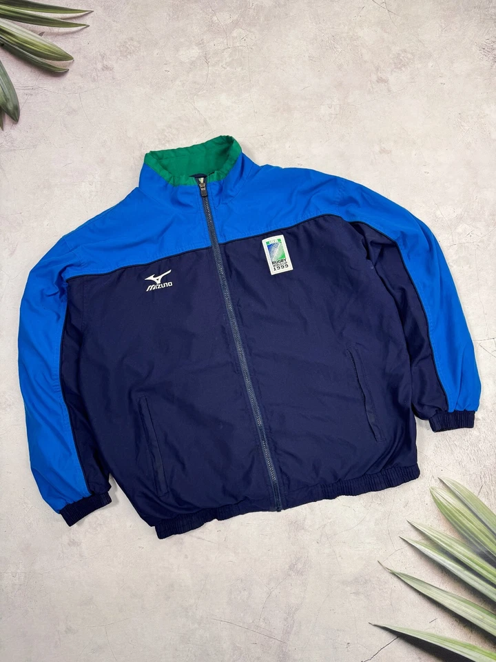 Vintage Mizuno Track Jacket IRB 1999 Rugby World Cup Navy Blue size Large - Image 3 of 4