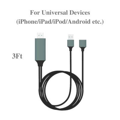 HDMI Mirroring Cable Phone to TV AV USB Adapter For Android iPhone iPad Samsung